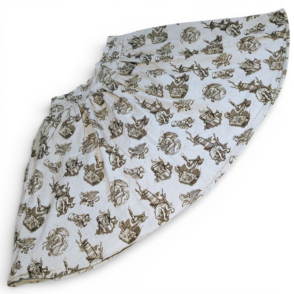 Sourpuss H.P. Lovecraft Cthulhu Gray Swing Skirt Medium Goth Skater Dark Girlie - Picture 3 of 8